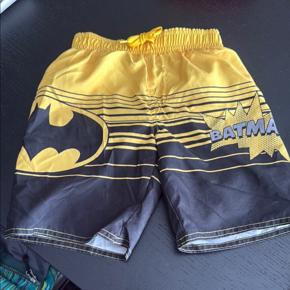 TM & DC Comics Batman Yellow and Black Swim Trunks Shorts Sz 5T